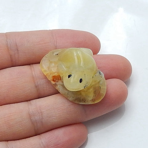 New Design Yellow Opal Carved Frog Gemstone Decoration, 31x20x19mm, 9.3g - MyGemGarden