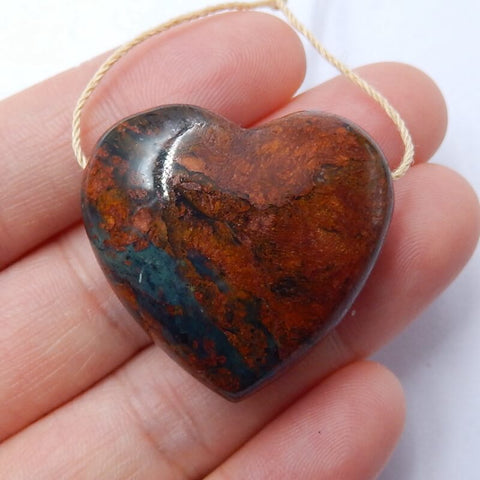 New design Green opal Drilled Heart Gemstone Pendant Bead, 31x29x13mm, 16.6g - MyGemGarden