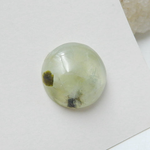 Natural Prehnite Round Gemstone Cabochons, 14x6mm, 2.7g - MyGemGarden