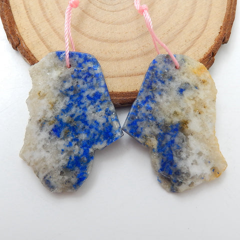 Nugget Lapis Lazuli Earrings Pair, stone for Earrings making, 36x26x3mm, 4.1g - MyGemGarden