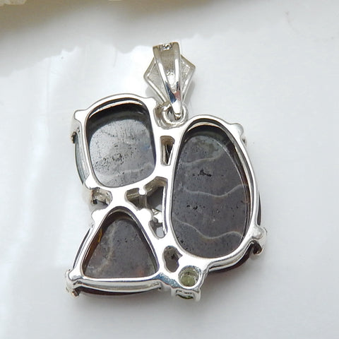 Sterling Silver 925 With Ammonite Fossil Gemstone Pendant, Gorgeous Pendant, 23x22x12mm, 6.8g - MyGemGarden