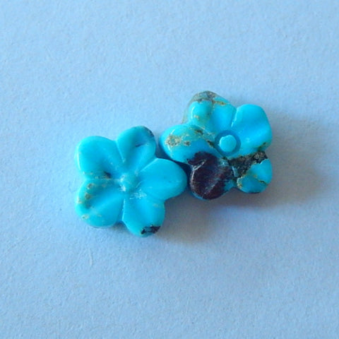 Natural Cavring Turquoise Flower Gemstone Cabochon Pair 7x3mm,0.4g - MyGemGarden