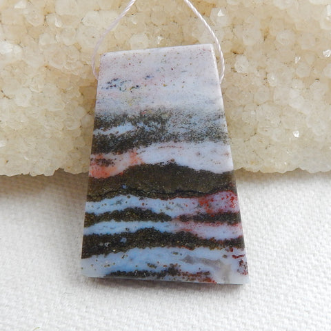 Natural Ocean Jasper Drilled Pendant Bead, 37x26x5mm, 9.8g - MyGemGarden