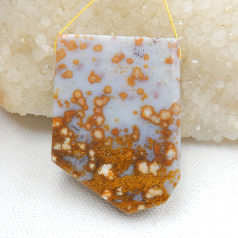 Natural Ocean Jasper Drilled Gemstone Pendant Bead, 48x35x7mm, 26.8g - MyGemGarden