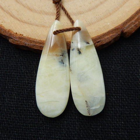 Natural Yellow Opal Teardrop Earrings Pair, stone for Earrings making, 28x10x4mm, 2.8g - MyGemGarden