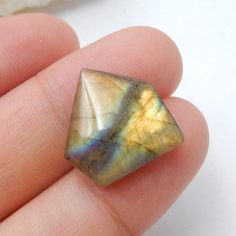 Natural Labradorite Gemstone Cabochon, 16x16x4mm, 1.8g - MyGemGarden