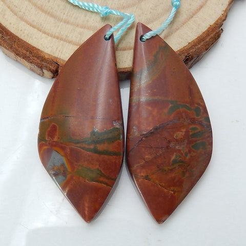 Natural Multi-Color Picasso jasper Earrings Pair, stone for Earrings making, 40x18x6mm, 10.4g - MyGemGarden