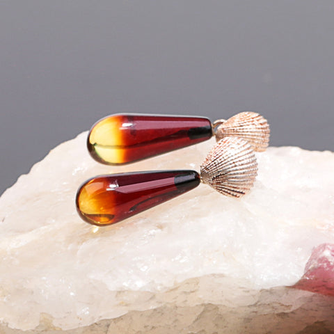 New Design Hot Sale 925 Silver with Natural Amber Gemstone Earrings 4.3g - MyGemGarden