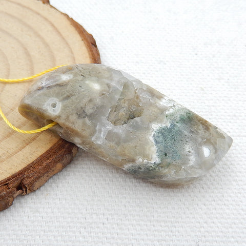 Natural Ocean Jasper Drilled Gemstone Pendant Bead, 44x18x8mm, 11.7g - MyGemGarden