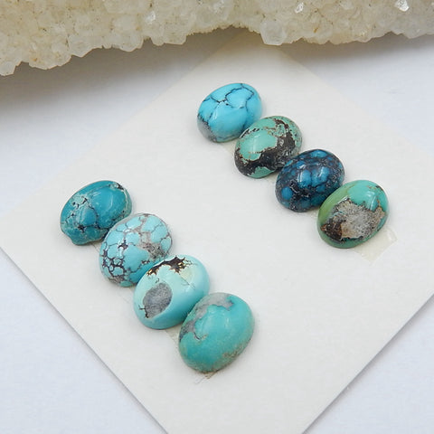 8 PCS Natural Oval Turquoise Gemstone Cabochons, 8x5x3mm, 2.7g - MyGemGarden