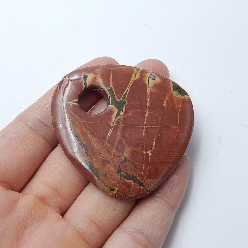 Natural Multi-Color Picasso Jasper Drilled Gemstone Pendant Bead, Big Hole Pendant, 48x47x5mm, 18.8g - MyGemGarden