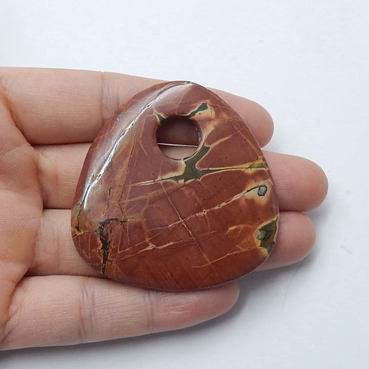 Natural Multi-Color Picasso Jasper Drilled Gemstone Pendant Bead, Big Hole Pendant, 48x47x5mm, 18.8g - MyGemGarden