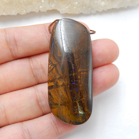 New, Natural Boulder opal Drilled Gemstone Pendant Bead, 50x21x10mm, 19g - MyGemGarden