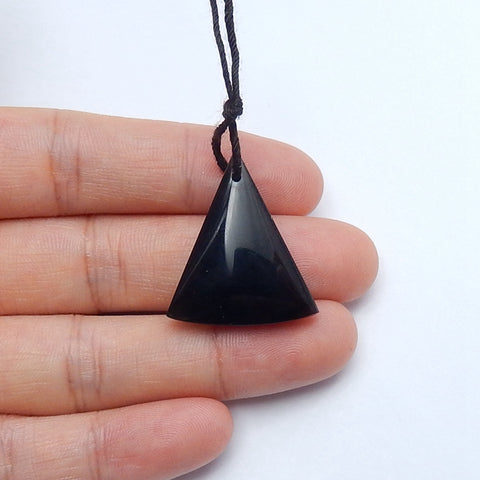 Natural Labradorite and Obsidian Triangle Gemstone Pendant Bead, 27x23x6mm, 3.8g - MyGemGarden