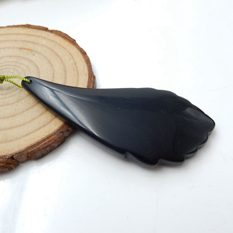 Carved Obsidian Drilled Pendant Bead, 67x29x6mm, 15.3g - MyGemGarden