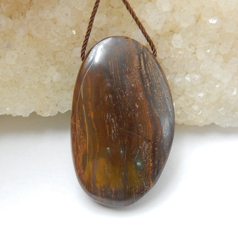 New, Natural Boulder opal Drilled Gemstone Pendant Bead, 36x22x10mm, 13g - MyGemGarden