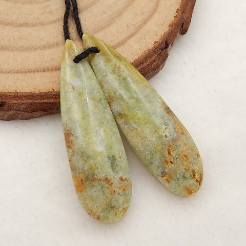 Teardrop Yellow Opal Earrings Stone Pair, stone for earrings making, 34x10x5mm, 3.7g