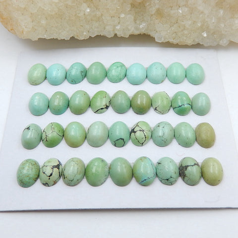 36 PCS Natural Oval Turquoise Gemstone Cabochons, 8x6x4mm, 8.4g - MyGemGarden