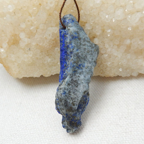 Nugget Lapis Lazuli Material Gemstone Pendant Bead, 57x19x8mm, 12.7g - MyGemGarden