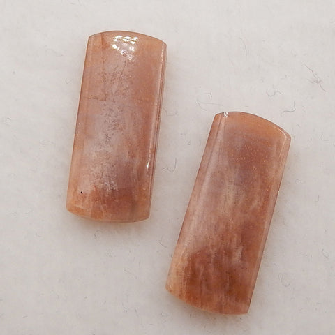 Natural Sun Stone Rectangle Cut Cabochon Pair, Stone For Jewelry Making, 24x10x3mm, 3.3g