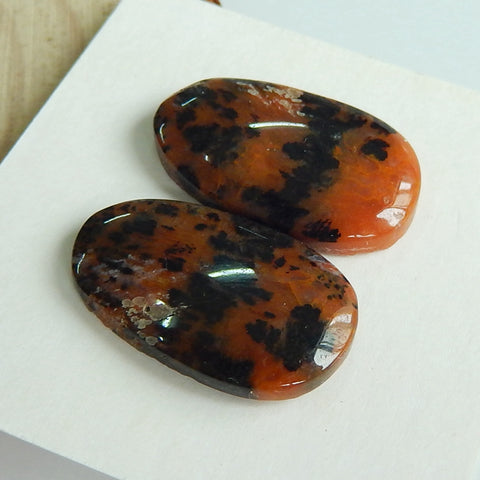 Natural petrified wood  Gemstone Cabochon Pair, 21x12x4mm, 3.7g - MyGemGarden