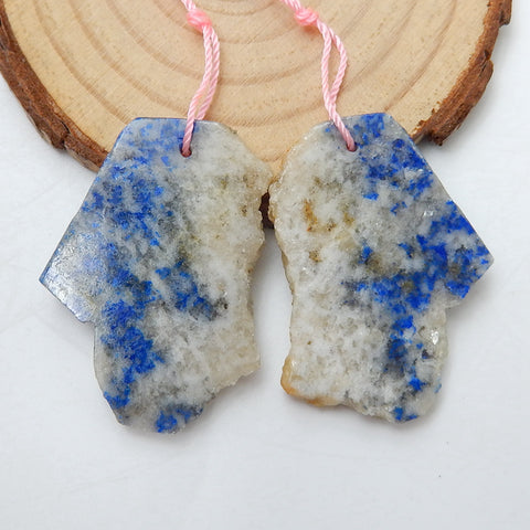 Nugget Lapis Lazuli Earrings Pair, stone for Earrings making, 36x26x3mm, 4.1g - MyGemGarden