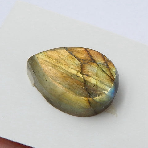 Natural Labradorite Teardrop Gemstone Cabochon, 20x15x5mm, 3.5g - MyGemGarden