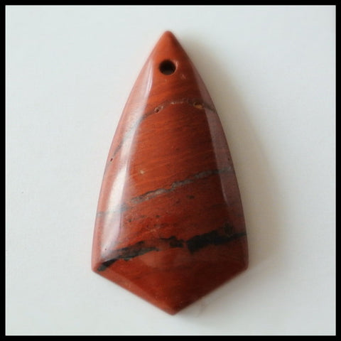 Carved Red River Gemstone Pendant Bead, 32x17x7mm, 5.1g - MyGemGarden