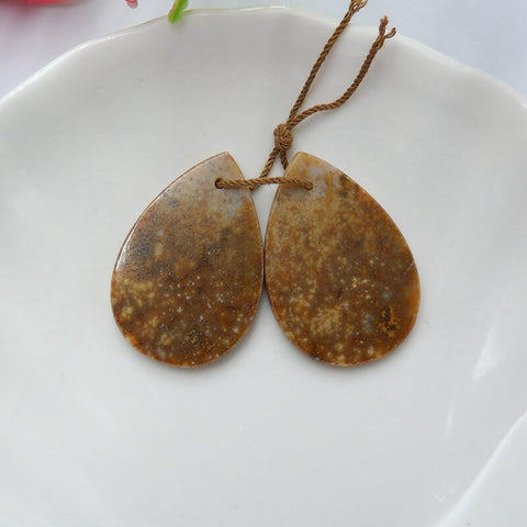 Natural Ocean Jasper Teardrop Earrings Pair, stone for Earrings making, 31x21x3mm, 7.4g - MyGemGarden