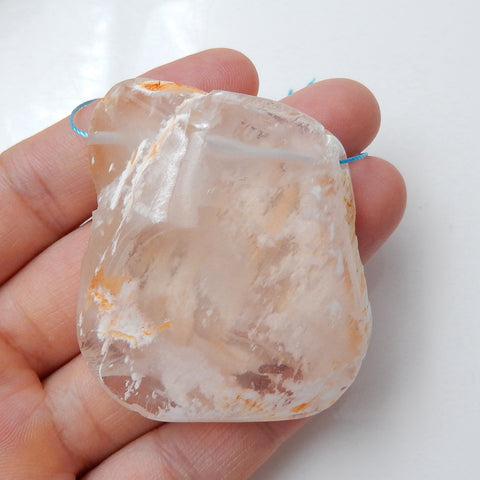 snow flower quartz Gemstone Pendant Bead, Nugget Pendant, 49x43x16mm, 48.7g - MyGemGarden