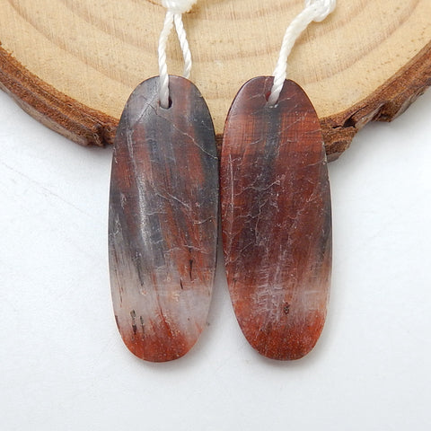 Natural Red Tiger-Eye Oval Earrings Pair, stone for Earrings making, 29x11x4mm, 4.5g - MyGemGarden