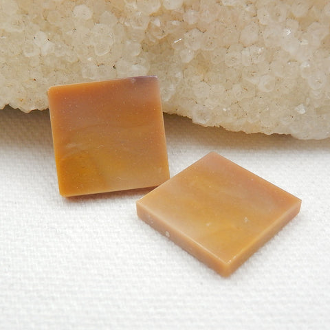 Square Brown Mookaite Jasper Gemstone Cabochon Pair, 16x16x2.5mm, 3.3g - MyGemGarden