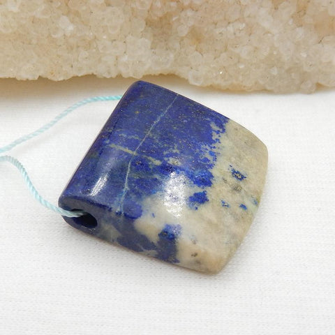 Rectangle Lapis Lazuli Drilled Gemstone Pendant Stone, 27x28x10mm, 15.1g