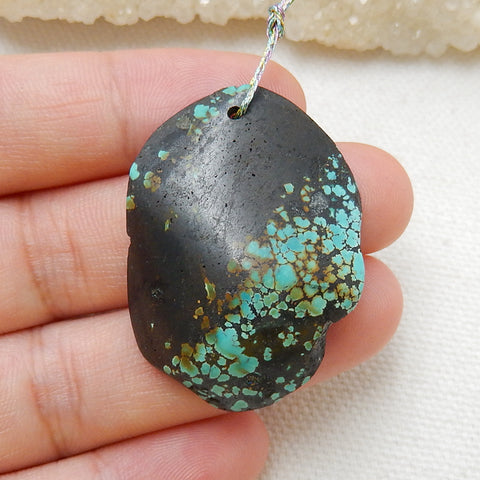 Nugget gemstone Turquoise Pendant, Best Jewelry Handmade DIY Jewelry Making, 36x25x7mm, 7.8g - MyGemGarden