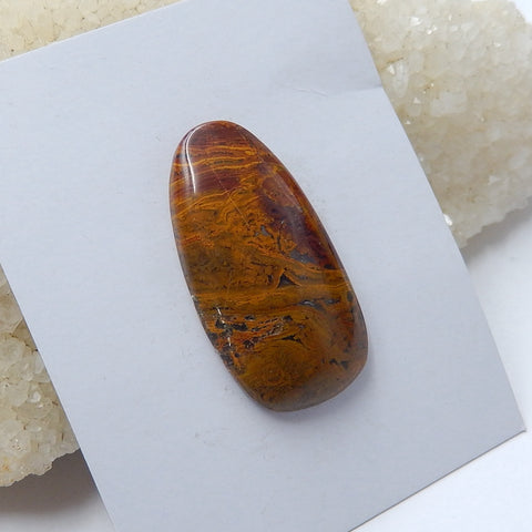 Natural Mushroom Jasper Gemstone Cabochon, 35x18x5mm, 7.1g - MyGemGarden