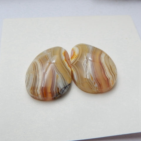 Natural Agate cabochon, Crazy Lace Rosetta Stone Gemstone Cabochon pair, 15x11x4mm, 2.8g - MyGemGarden