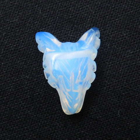 Carved Wolf head Opalite Gemstone Pendant , 25x19x9mm, 3.8g - MyGemGarden