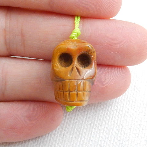 Natural Mookaite Jasper Carving Skull Pendant, 18x15x13mm, 5.2g - MyGemGarden