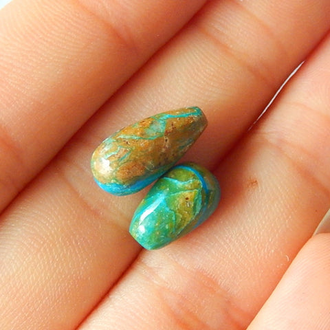 Blue Opal Cabochon Pair, 14x7mm, 11x7mm, 1.4g - MyGemGarden