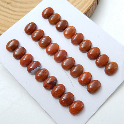 27 Pcs oval cut Wood Fossil Cabochons 8x6x3mm, 7.05g - MyGemGarden