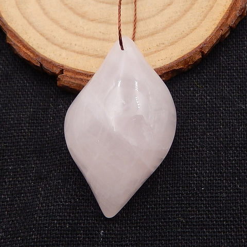 Natural Rose Quartz Gemstone Pendant Stone, 40x24x12mm, 11.0g