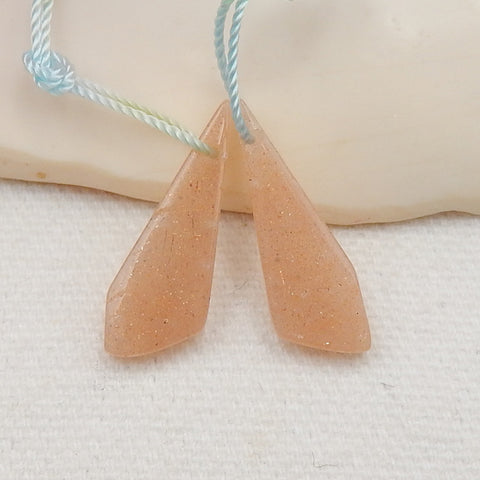 Sunstone Earrings Stone Pair, stone for earrings making, 22x13x4mm, 1.9g - MyGemGarden