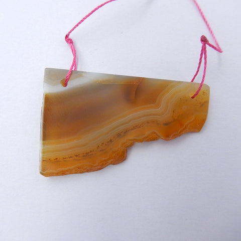 Agate Gemstone Natural Pendant Bead, 40x27x4mm, 8.4g - MyGemGarden