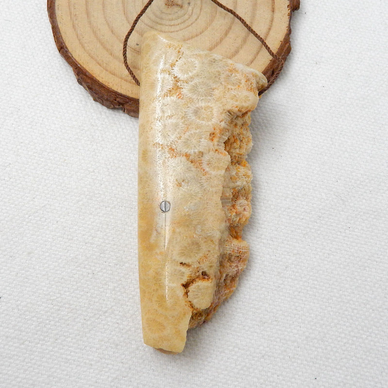 Nugget Indonesian Fossil Coral Drilled Gemstone Pendant Bead, 78x31x13mm, 37g - MyGemGarden