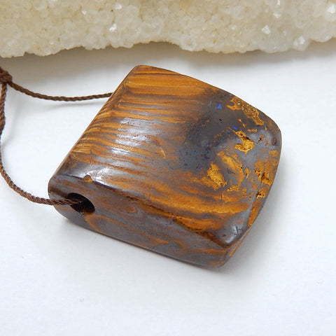 New, Natural Boulder opal Drilled Gemstone Pendant Bead, 29x26x13mm, 19.5g - MyGemGarden