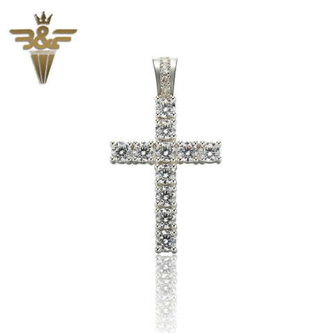 Hot Sale Sterling Silver 925 With Zircon Gemstone Christian Jesus Cross Pendant 36x20x4mm 4.8g - MyGemGarden