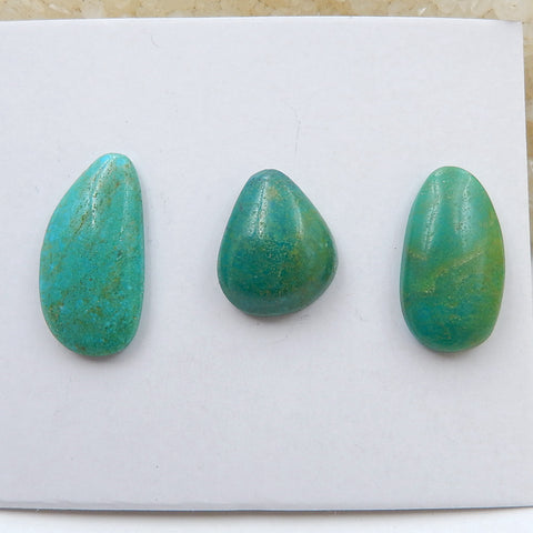 3 PCS Natural Turquoise Flatback Gemstone Cabochon, 22x11x4mm, 16x13x5mm, 5.7g - MyGemGarden