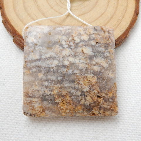 Natural Ocean Jasper Drilled Rectangle Pendant Bead, 36x35x9mm, 25g - MyGemGarden