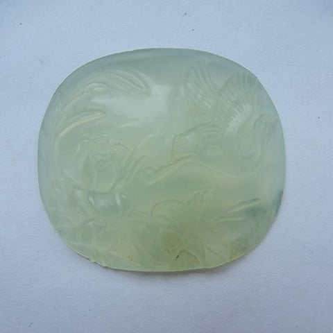 Natural Stone Nephrite jade Carved Flower Cabochon, 39x35x7mm, 14.1g - MyGemGarden