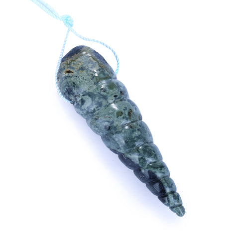 New Arrival Carved Ocean Kambaba Spiral shell Gemstone Pendant Bead, 58x16x13mm, 14.4g - MyGemGarden